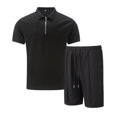 IBIZA Co-Ord Set – Zip Neck Polo & Soft Knit Shorts